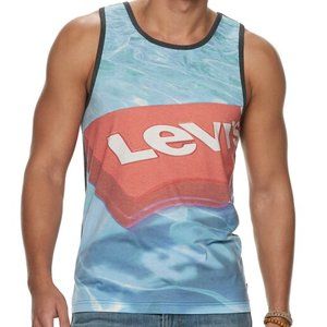 Levis mens Vintage Logo Graphic Ringer Sleeveless tank top L in Norse Blue